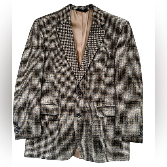 Men’s JoS A. Bank camel hair brown houndstooth jacket size 41 regular - Picture 1 of 13